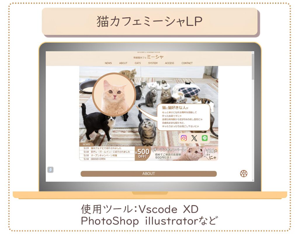 猫カフェミーシャLP(モックアップ)